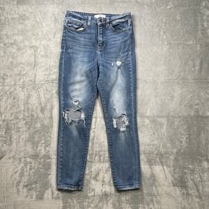 Vervet Blue Women's Distressed Skinny Jeans Medium Wash Denim Size 27